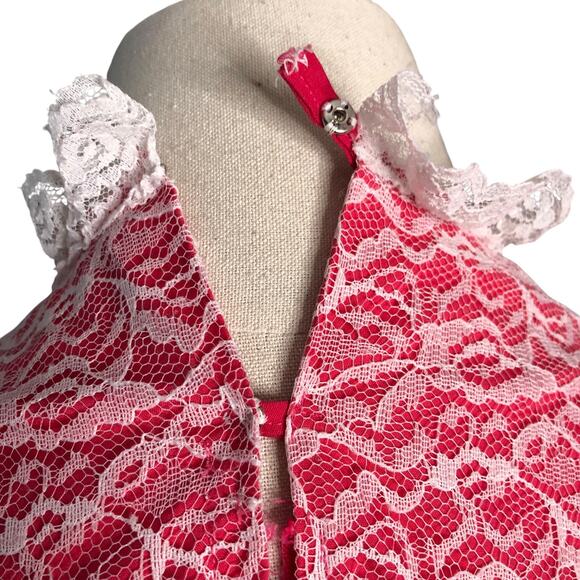 Vintage Square Dance Dress Red Lace Yoke Hand Sewn Circle Skirt Rockabilly - Picture 13 of 13